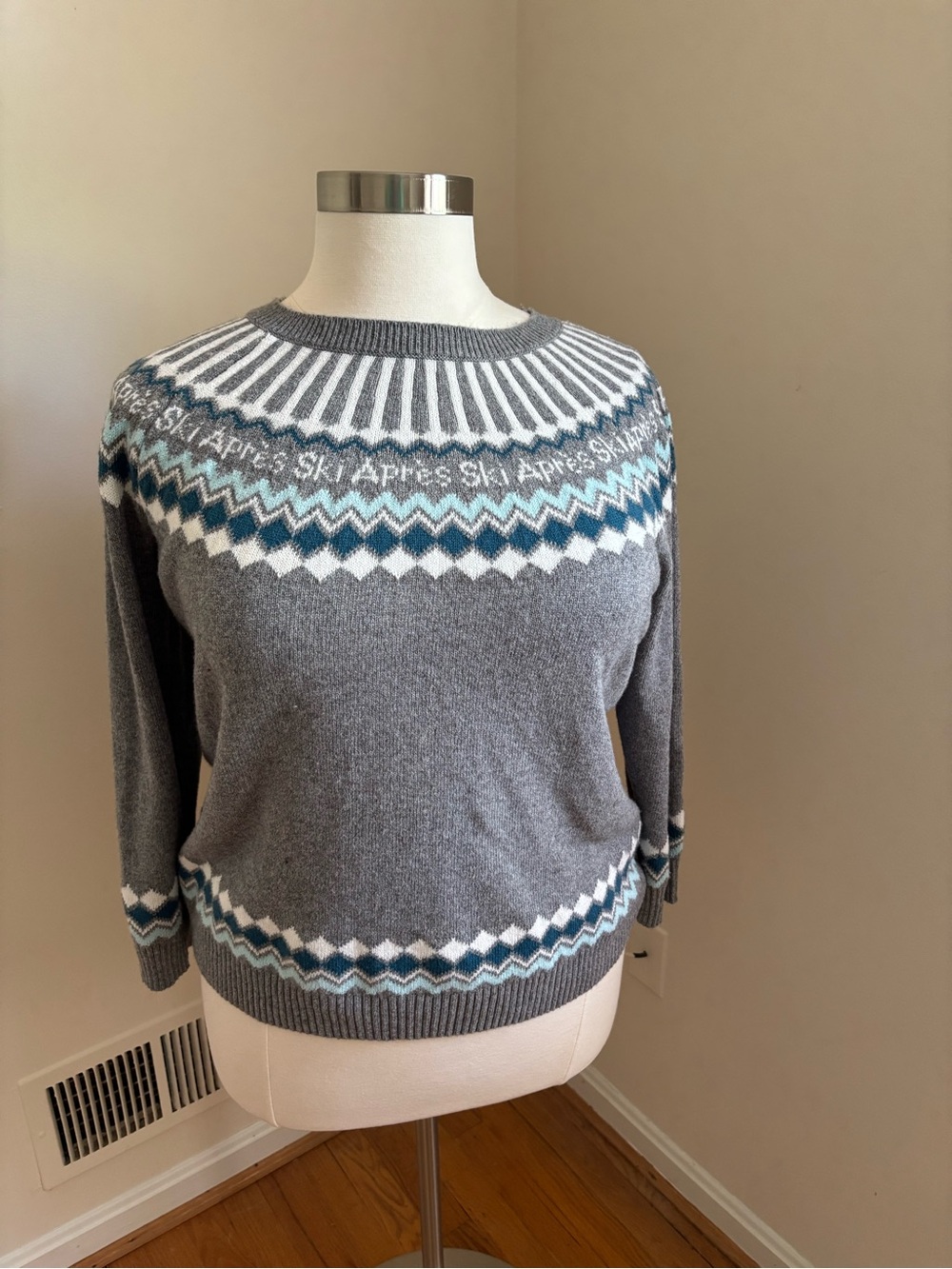 Talbots Heather Gray Ribbed Knit Sweater Top